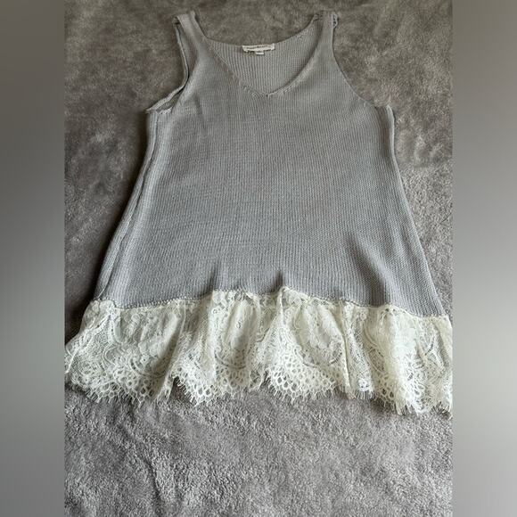 Knitted Sweater Tank Long Lace Trim - Picture 1 of 6